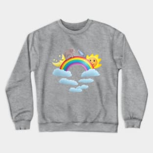 Starting a new day by crossing the rainbow bridge Crewneck Sweatshirt